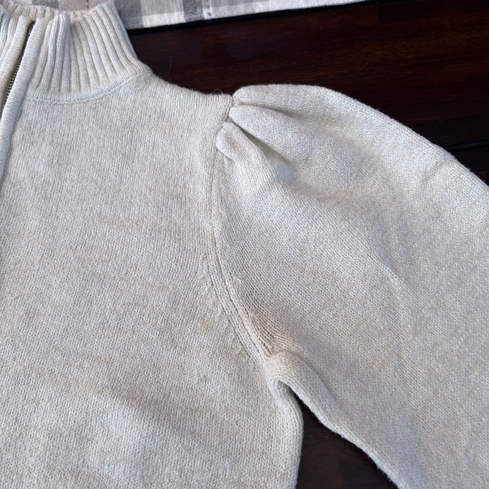 Cream Colored Half-Zip Sweater - Picture 4 of 7